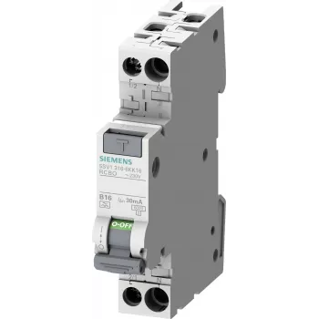 RCBO, 1P+N, 6 A, charakteristika C, 30 mA, typ A, 6 kA Siemens 5SV1316-7KK06