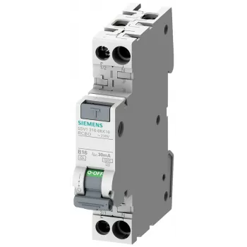 Proudový chránič s jističem Siemens 5SV16166KK16, 1P+N, 16 A, 30 mA, typ A, charakteristika C, 6 kA
