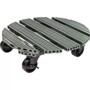 Pojízdný podstavec na květiny GH0558, plast, Ø 38,5 cm, tmavě zelený, kulatý, 1 ks, WAGNER design yourself 20055801