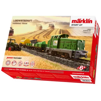 Märklin 29653 H0 Start Set Agriculture - Digital Steam Locomotive BR 81 with mfx+ Sound, Mobile Station 3, C-Track Oval, Wagons with Tractor and Hay Bales