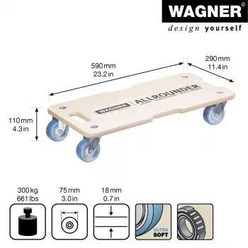 Přepravní válec Wagner design yourself MM 1325 bříza 590 x 290 x 110 mm do 300 kg (20132501)