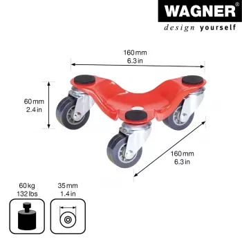 Přepravní válec Wagner design yourself MM 1193 červený 160 x 160 x 60 mm, nosnost 60 kg, 4 otočná kolečka (20119301)
