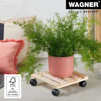 Pojízdný podstavec na květiny WAGNER design yourself GH0646 čtvercový dřevěný motiv 29 x 8 cm 20064601