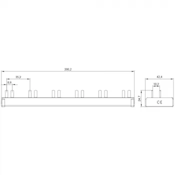 Pinová sběrnice SIEMENS 5ST36760 10mm² 1P+N 12 modulů, 6 AFDD + 6 komponentů