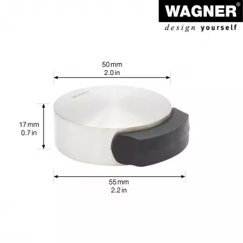 Dveřní zarážka na podlahu Wagner Design Yourself EH 5111, zinkový odlitek s pryžovým kroužkem, saténový nikl, průměr 50 mm (15511111)