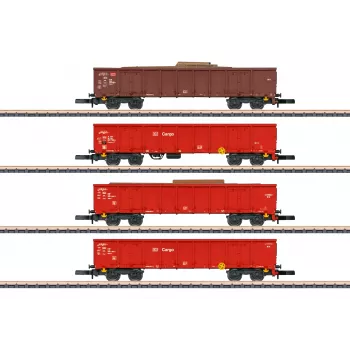 Sada Märklin 82542 Z 4 dílů vysokostěnných otevřených vozů - vlak šrotu DB AG, epocha V