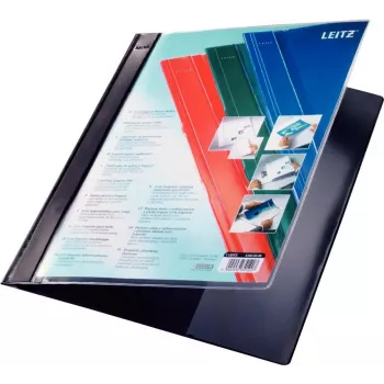 Prezentační složka LEITZ Exquisit s přední kapsou, A4 nadrozměr, tvrdá PVC fólie, černá, průhledné víko 4193-00-95