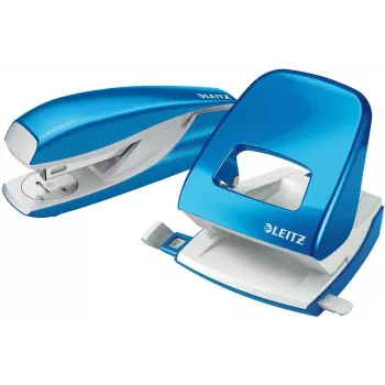 Sada sešívačky a děrovačky LEITZ Nexxt WOW, metallic blue 5095-10-36