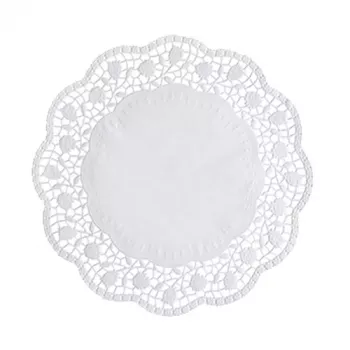 Papírové dortové podložky PAPSTAR kulaté Ø 28 cm, 100 ks, bílý krajkový vzor 12268