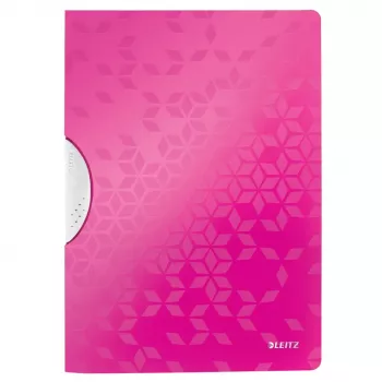 Složka na spisy LEITZ WOW ColorClip A4 růžová metalická s 3D reliéfním povrchem, světle šedý vnitřek, 1 ks 4185-00-23
