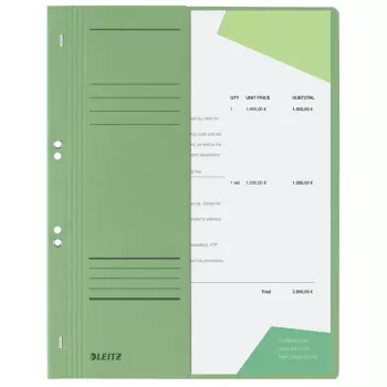 Spisová složka LEITZ A4, manilový karton, zelená, úřední zavěšení, 250 g/m², 1/2 přední desky s popisovým polem, 50 ks (3741-00-55)