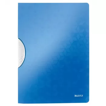 Svěrací desky LEITZ WOW ColorClip A4, metalicky modré s 3D reliéfním povrchem, světle šedý vnitřek, kapacita 30 listů 4185-00-36