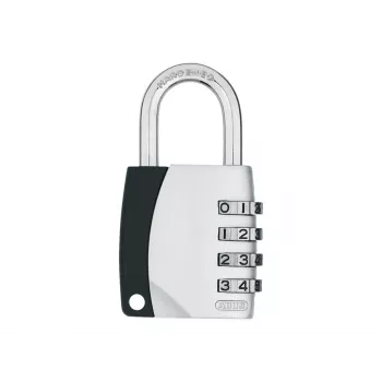 ABUS 155/40 kombinovaný visací zámek 4místný nastavitelný, hliníkové tělo, kalený ocelový třmen, stříbrný ABVS30890