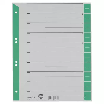 Kartonové oddělovací listy LEITZ 16523055 A4, zelené, 25 listů, univerzální 11děrové, 160 g/m²