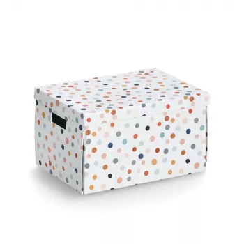 Zeller úložná krabice Dots bílá s puntíky 25 x 35 x 20 cm 14475