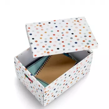 Zeller úložná krabice Dots bílá s puntíky 25 x 35 x 20 cm 14475