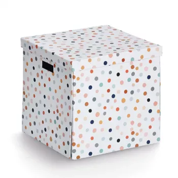 Úložná krabice Zeller Dots bílá s puntíky 33,5 x 33 x 32 cm 14476