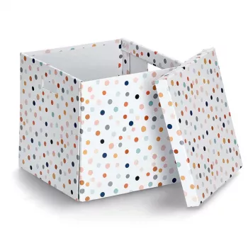 Úložná krabice Zeller Dots bílá s puntíky 33,5 x 33 x 32 cm 14476