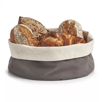 Zeller Bread Basket 18006 – Foldable Fabric Basket with Metal Frame, Grey, 20 x 20 x 7 cm