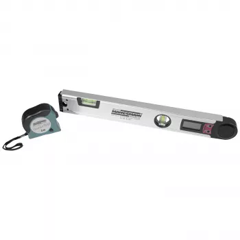 Digitální úhloměr Brüder Mannesmann s vodováhami, 400 mm, LCD, 0-220°, rozlišení 0,1°, hliník (M81230)
