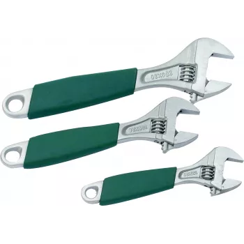 Brüder Mannesmann M19880 Adjustable Wrench Set, 3-Piece, Chrome Vanadium Steel, 6/8/10 Inch, DIN 3117