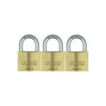 Sada mosazných visacích zámků ABUS 82 Series, stejně uzamykatelná, tělo 45 mm, 3 ks 11825 8