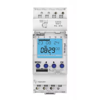 Digitální týdenní spínací hodiny THEBEN TR 610 top3 12-24V, 1 kanál, DIN lišta, 16 A 6104130