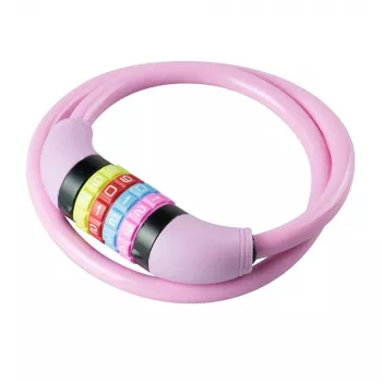 BURG WÄCHTER Cable Bike Lock 210 C 65 GIRLS, Rose Pink, 650 mm Steel Cable, 4-Digit Combination, for Kids 39590