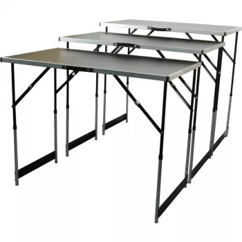 Sada multifunkčního skládacího stolu BRÜDER MANNESMANN M70113, 3dílná, deska MDF E1 2,7 mm, hliníkový rám, stříbrná/šedá