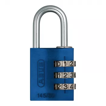 Hliníkový číselný visací zámek ABUS 145/30, 3místný, modrý