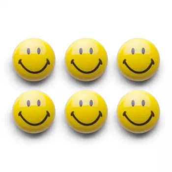 Sada magnetů Zeller Smiley, 6 ks, 3 cm, žlutá 11204
