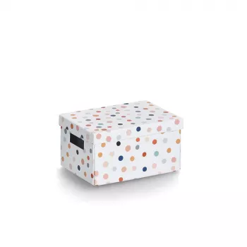 Úložná krabice Zeller Dots, bílá s puntíky, 18,0 cm x 25,0 cm 14474