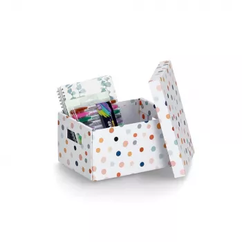 Úložná krabice Zeller Dots, bílá s puntíky, 18,0 cm x 25,0 cm 14474