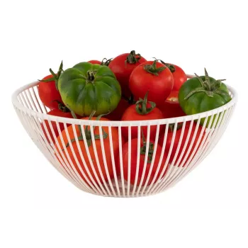 APS SVART Round Bread and Fruit Basket, 200 mm, White Metal 30426