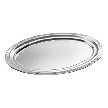 Obdélníkový servírovací talíř APS CLASSIC 460x340mm stříbrný niklovaný a chromovaný kov s linkami