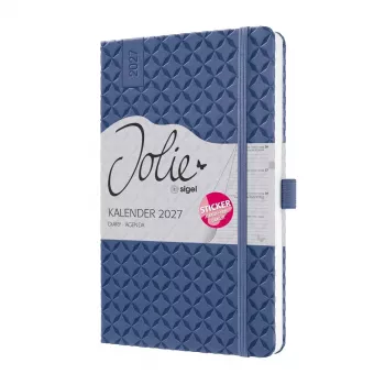 Diář SIGEL Jolie 2027 A5 indigo modrý, týdenní, šitý, obal Soft Touch 7J101