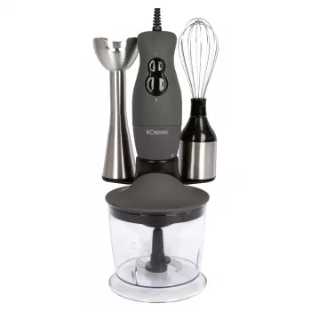 Tyčový mixér Bomann s nerezovou hřídelí, 400 W, 2 rychlosti, metla, sekáček (660551)