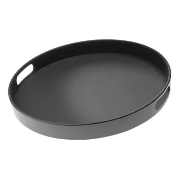 Kulatý servírovací tác APS Bistro, černý, 35,5 cm, melamin, stohovatelný, vhodný do myčky (84045)