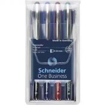 Kuličková pera Schneider Edding One Business Stick, černá/modrá/zelená/červená, 4 ks 183094