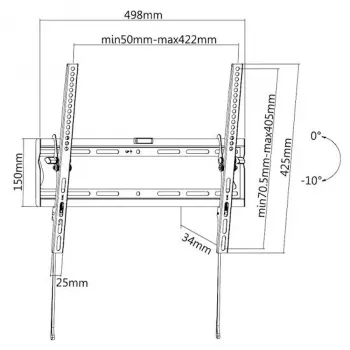E+P Tilting Wall Mount for 32-65 inch Screens, VESA 50x50-400x400, 35 kg, Black WHS115 (5625415)