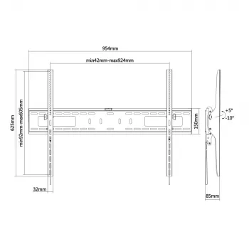 E+P Elektrik Tiltable Wall Mount for 55-100 inch Displays, Black WHS217 5625517