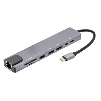 E+P USB-C Multiport Adapter 8-in-1 MPA8 Black/Silver
