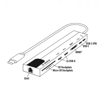 E+P USB-C Multiport Adapter 8-in-1 MPA8 Black/Silver