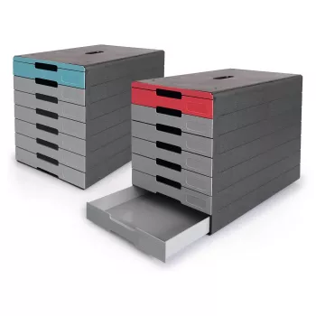 Zásuvkový box DURABLE IDEALBOX PLUS, 7 zásuvek, DIN A4, šedo/modrý, polystyren 776306