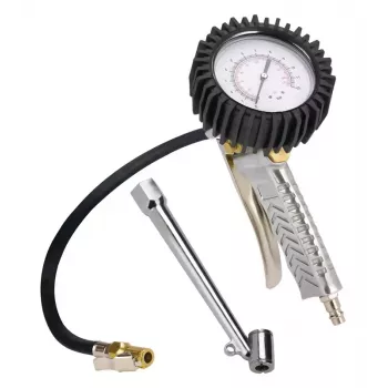 Analogový měřič tlaku v pneumatikách Einhell 4133110 s manometrem, 0-10 bar / 0-145 psi, vypouštěcí ventil