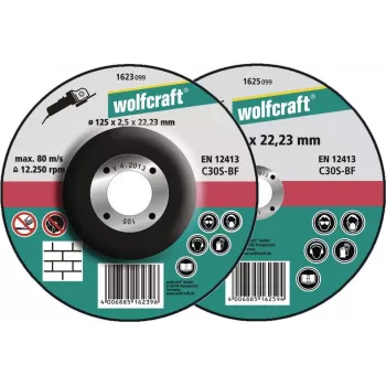Wolfcraft 1623300 Depressed Center Cutting Disc 125 mm x 22.23 mm x 1.2 mm, 5-Pack