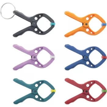 Wolfcraft 3420000 Microfix Mini Spring Clamps, 6-Piece Set, 20 mm Clamping Width, Black/Orange