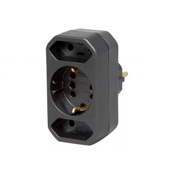 Adaptérová zástrčka Kopp DUOversal Schuko, 2 zásuvky, 16 A, 250 V, černá 179605004