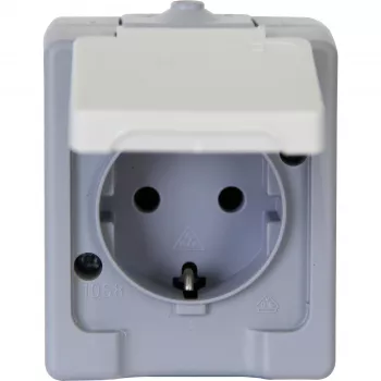 Nástěnná zásuvka HEINRICH KOPP Schuko 16A 250V IP44 šedo-bílá 100648007