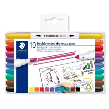 Popisovače STAEDTLER 3010 TB10, 10 různých barev, 1,0 mm kulatý hrot, inkoust na vodní bázi